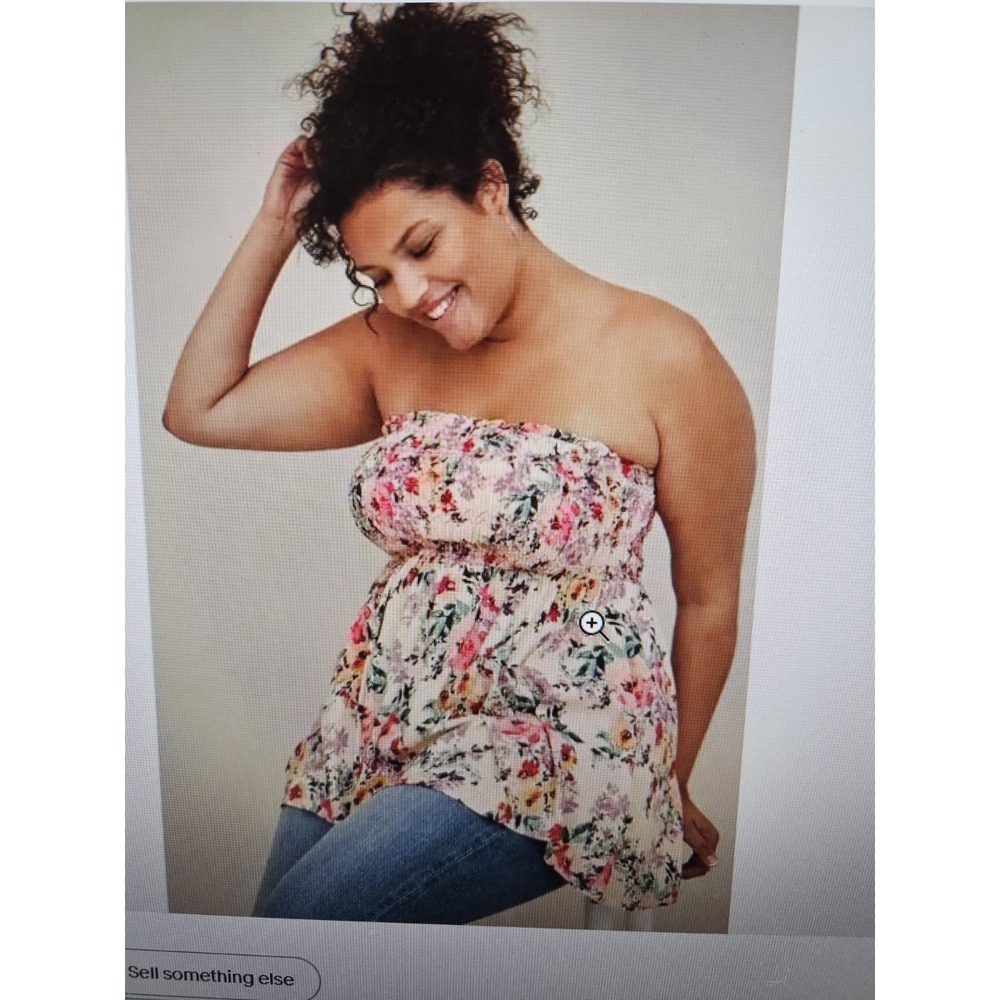 NWT Torrid Floral "Lenny" Embroidered Strapless Smocked Tube Top, Plus Sz. 4